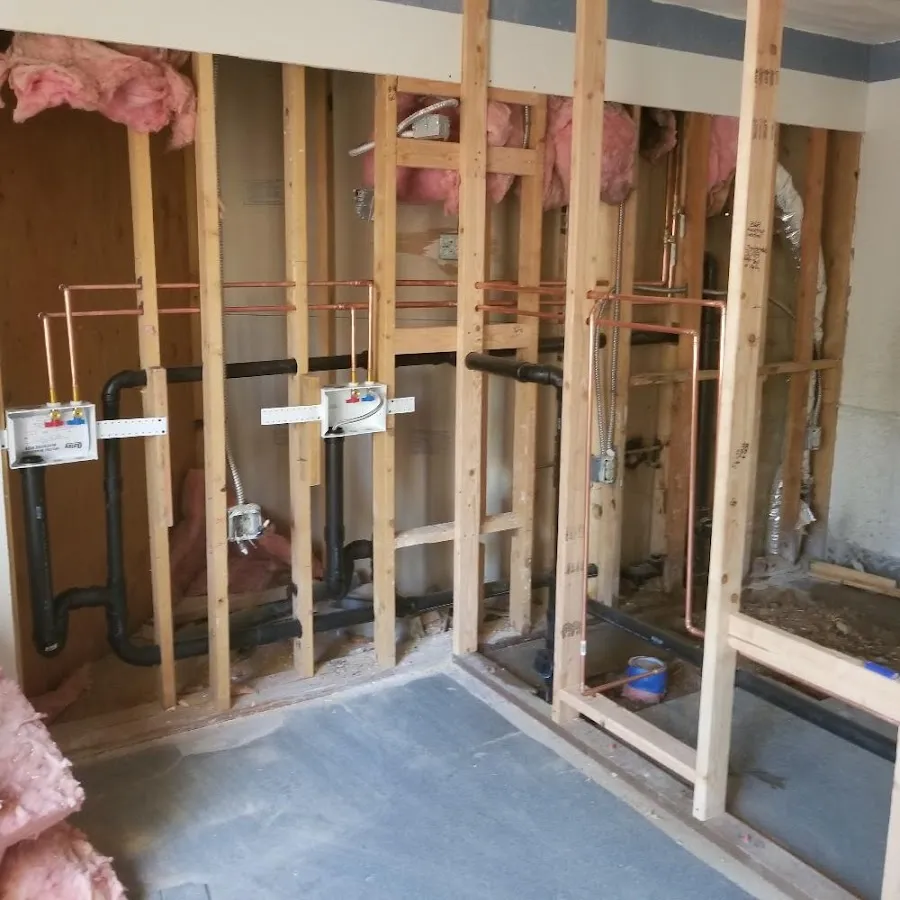 Copper pipe rough-in and plumbing installation in Walton